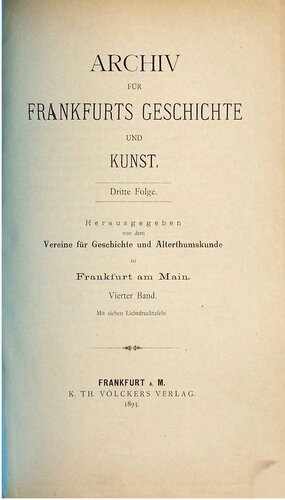 Archiv für Frankfurts Geschichte und Kunst