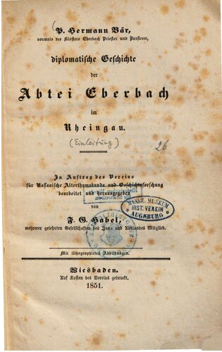 Diplomatische Geschichte der Abtei Eberbach im Rheingau (Einleitung)