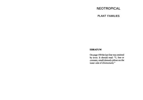 Neotropical Plant Families: A Concise Guide to Families of Vascular Plants in the Neotropics