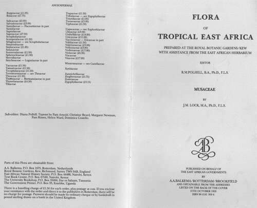 Flora of Tropical East Africa - Musaceae (1993)