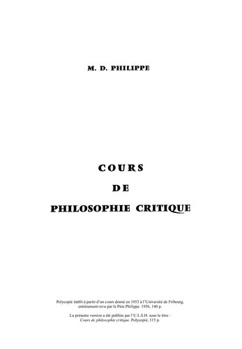 1956 - Cours de Philosophie Critique