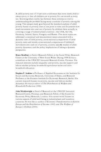 The Dynamics of Child Poverty in Industrialised Countries