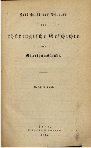 Zeitschrift des Vereins für Thüringische Geschichte und Altertumskunde