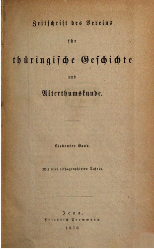 Zeitschrift des Vereins für Thüringische Geschichte und Altertumskunde