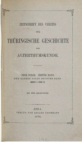 Zeitschrift des Vereins für Thüringische Geschichte und Altertumskunde