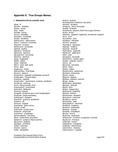 CHECKLIST OF THE VASCULAR PLANTS OF THE GRASSLAND BIOME OF CENTRAL NORTH AMERICA