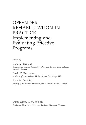 Offender Rehabilitation in Practice: Implementing and Evaluating Effective Programs