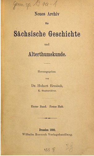 Neues Archiv für Sächsische Geschichte und Altertumskunde