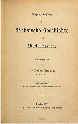 Neues Archiv für Sächsische Geschichte und Altertumskunde