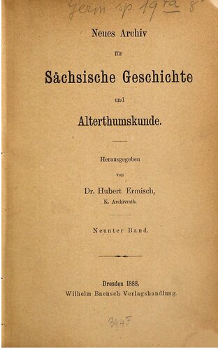 Neues Archiv für Sächsische Geschichte und Altertumskunde