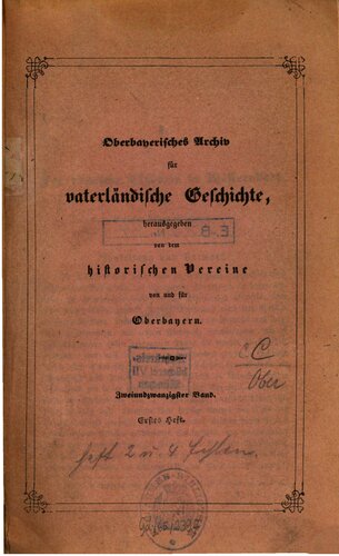 Oberbayerisches Archiv für vaterländische Geschichte