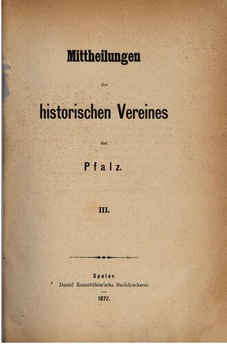 Mitteilungen des Historischen Vereins der Pfalz