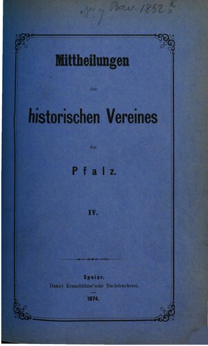 Mitteilungen des Historischen Vereins der Pfalz