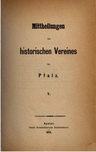 Mitteilungen des Historischen Vereins der Pfalz