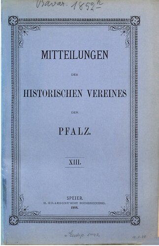 Mitteilungen des Historischen Vereins der Pfalz