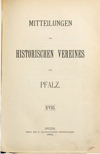 Mitteilungen des Historischen Vereins der Pfalz