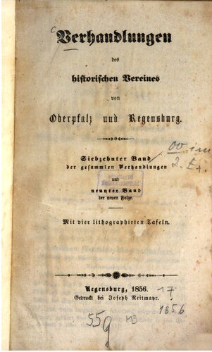 Verhandlungen des Historischen Vereins für Oberpfalz und Regensburg