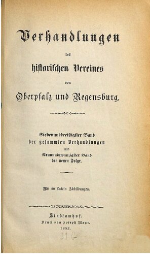 Verhandlungen des Historischen Vereins für Oberpfalz und Regensburg