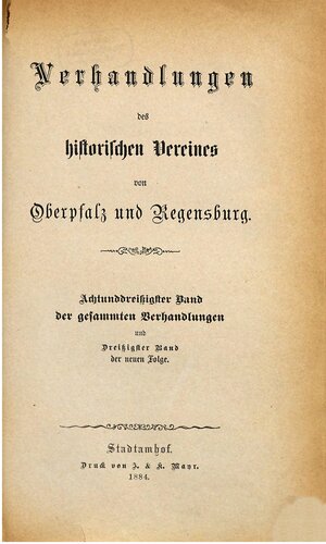 Verhandlungen des Historischen Vereins für Oberpfalz und Regensburg