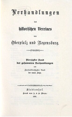 Verhandlungen des Historischen Vereins für Oberpfalz und Regensburg