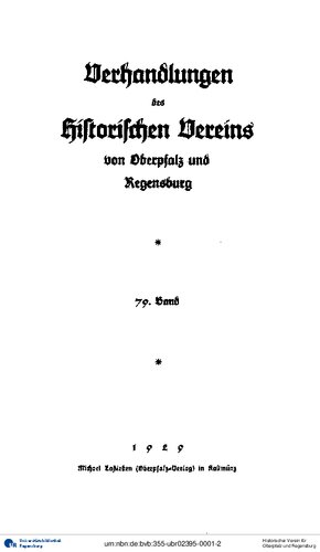 Verhandlungen des Historischen Vereins für Oberpfalz und Regensburg