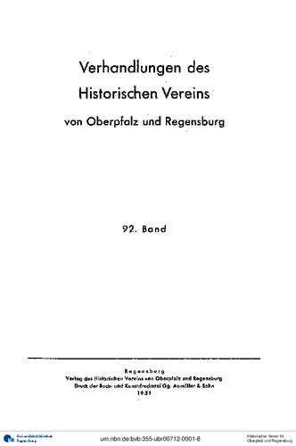 Verhandlungen des Historischen Vereins für Oberpfalz und Regensburg