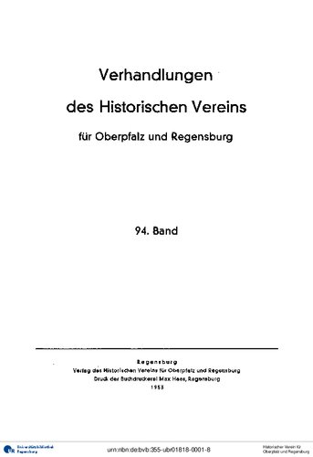 Verhandlungen des Historischen Vereins für Oberpfalz und Regensburg