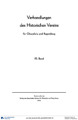 Verhandlungen des Historischen Vereins für Oberpfalz und Regensburg