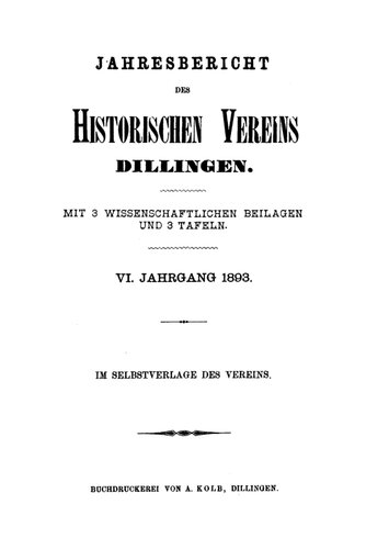 Jahresbericht des Historischen Vereins Dillingen