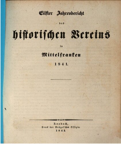 Jahresbericht des Historischen Vereins in Mittelfranken