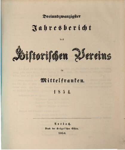 Jahresbericht des Historischen Vereins in Mittelfranken