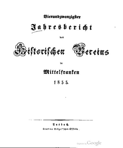 Jahresbericht des Historischen Vereins in Mittelfranken