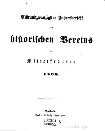 Jahresbericht des Historischen Vereins in Mittelfranken