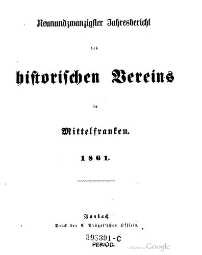 Jahresbericht des Historischen Vereins in Mittelfranken