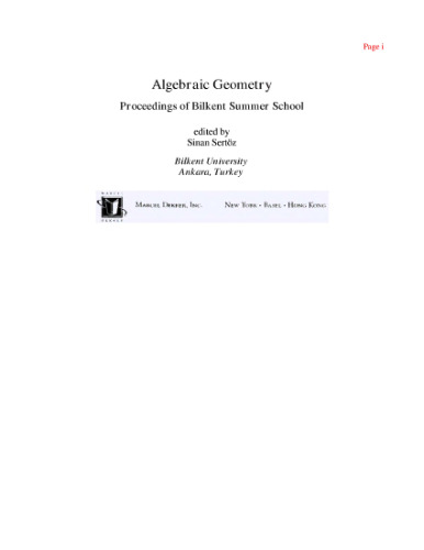 Algebraic Geometry: Proc. Bilkent summer school