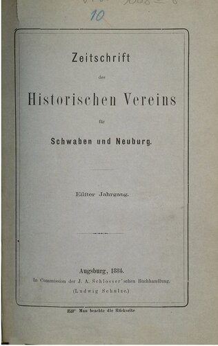 Zeitschrift des Historischen Vereins für Schwaben und Neuburg