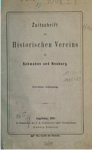 Zeitschrift des Historischen Vereins für Schwaben und Neuburg