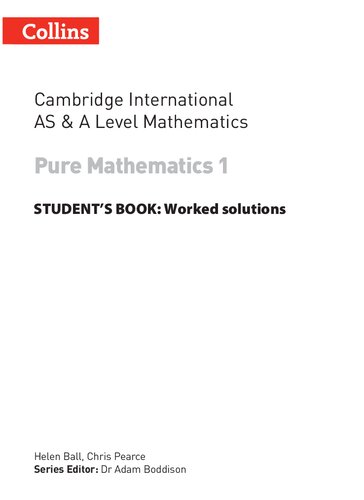 Pure Mathematics 1 Worked Solutions