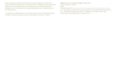 Algunas notas sobre la arqueología del departamento de Puno, Perú [1946]