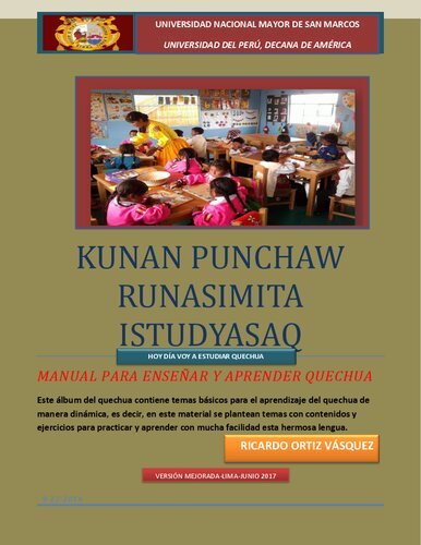 Kunan punchaw runasimita istudyasaq/ Manual para enseñar y aprender quechua