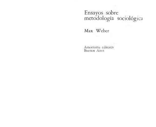 Ensayos Sobre Metodologia Sociologica