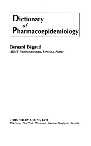 Dictionary of Pharmacoepidemiology