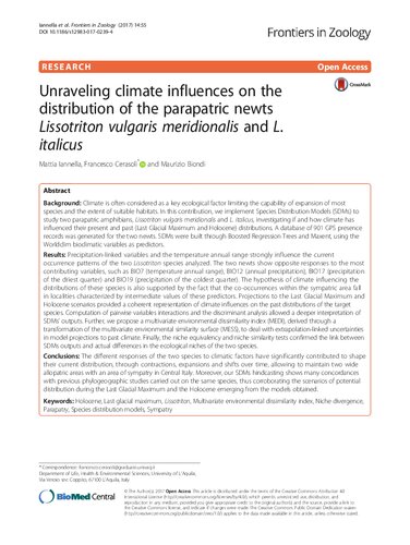 yes 
Unraveling climate influences on the distribution of the parapatric newts Lissotriton vulgaris meridionalis and L. italicus