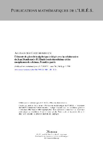 EGA IV 1: Etude locale des schemas et des morphismes de schemas