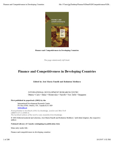 Finance and Competitiveness in Developing Countries