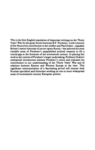 Muscovy and Sweden in the Thirty Years' War, 1630-1635