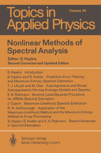 Nonlinear Methods of Spectral Analysis (Topics in Applied Physics, 34)