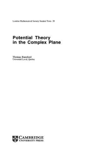 Potential Theory in the Complex Plane