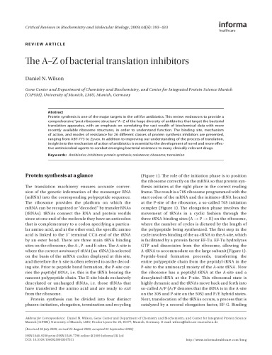 The A–Z of bacterial translation inhibitors