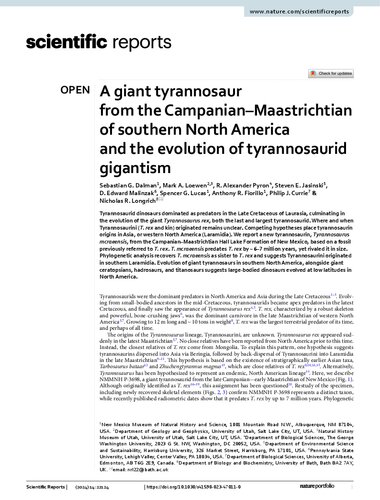 yes 
A giant tyrannosaur from the Campanian–Maastrichtian of southern North America and the evolution of tyrannosaurid gigantism